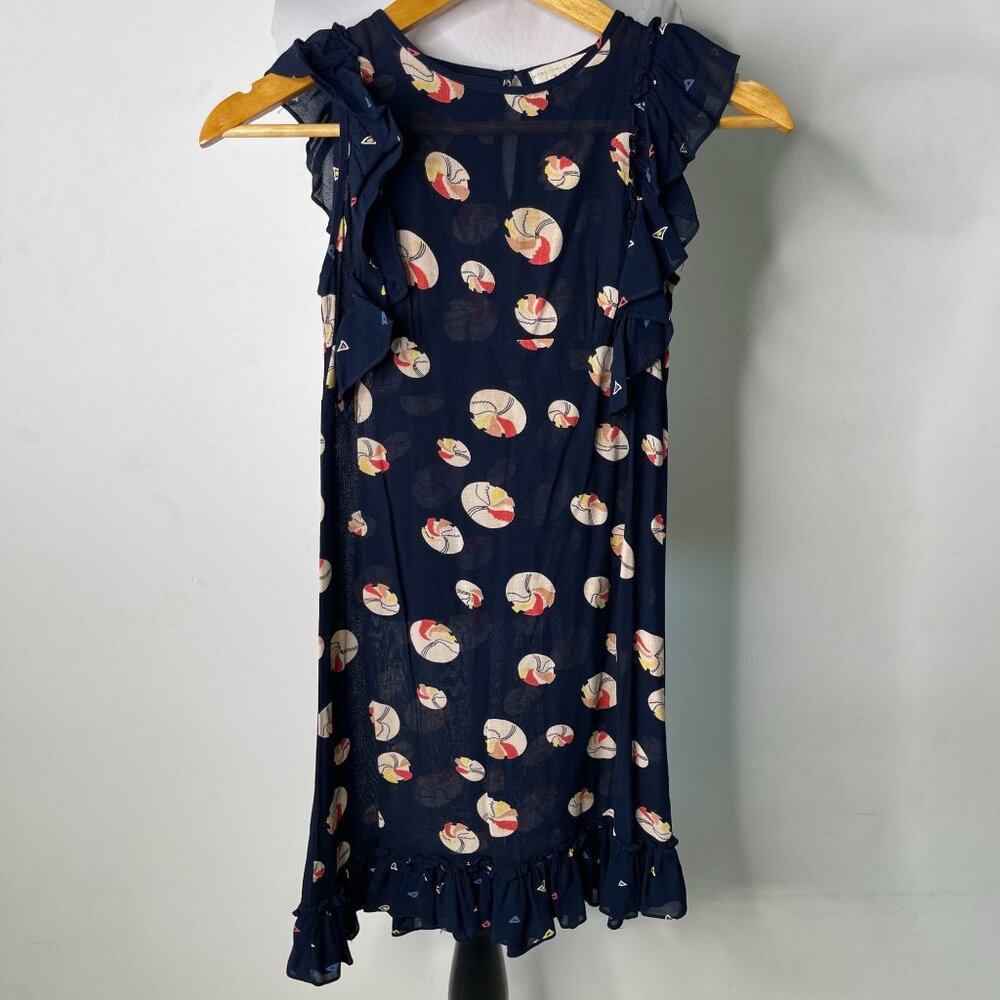 Stella Mc Cartney Kid's Blue Ruffle Geometric Printed Dress Size 8 Years